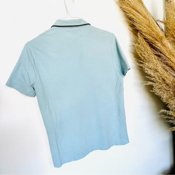 MENS ORIGINAL PENGUIN Navy Light Blue Casual Button Polo Short Sleeve Shirt M - Picture 4 of 8